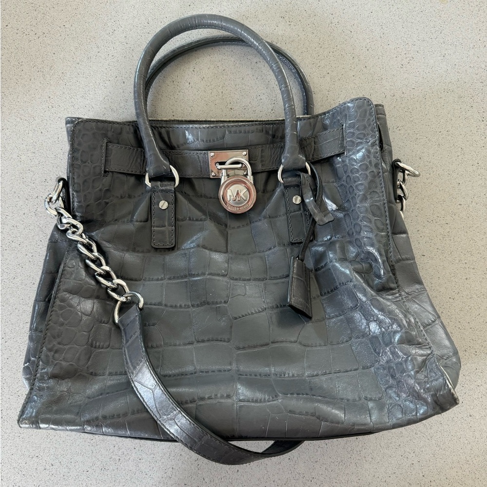 Michael Kors Large Gray Hamilton Leather Tote 👜 🩶